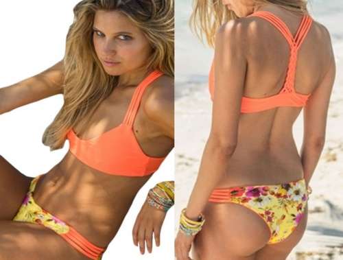 *DIVA RANGE* Low Neck Braid Racerback Floral Bottoms Bikini