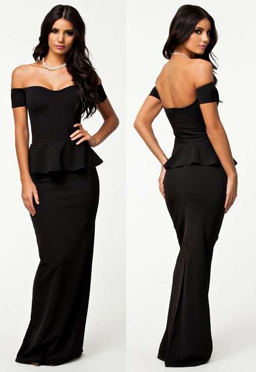 *CLEARANCE SALE* *LOCAL STOCK* Black Peplum Maxi Dress With Drop Shoulder - XXL
