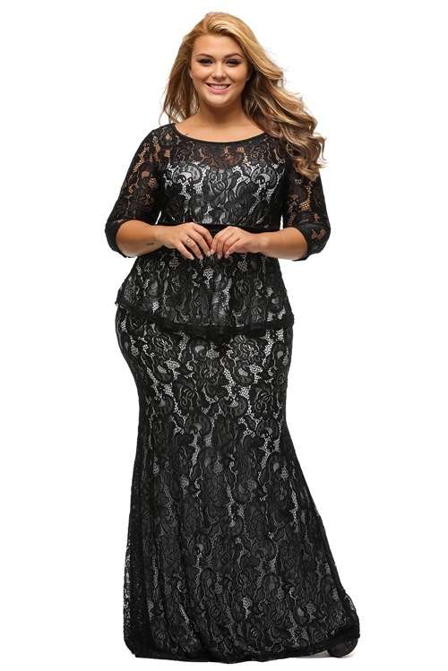 *DIVA RANGE* Black Formal Lace Peplum Dress