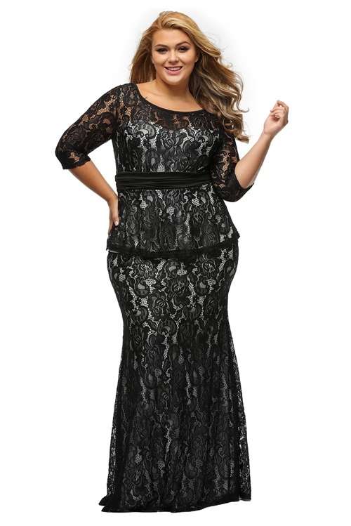 *DIVA RANGE* Black Formal Lace Peplum Dress