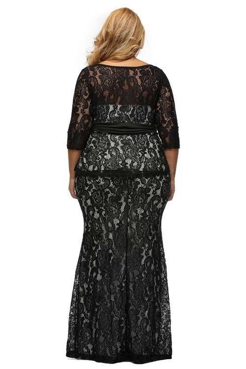 *DIVA RANGE* Black Formal Lace Peplum Dress