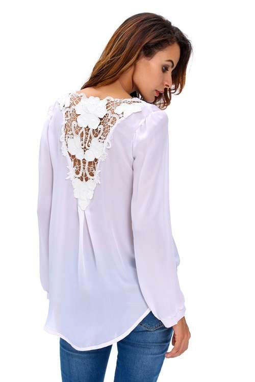 *WILD ROSE* Stylish White Crochet Back Wrap Front Blouse - S/M/L/XL/2XL