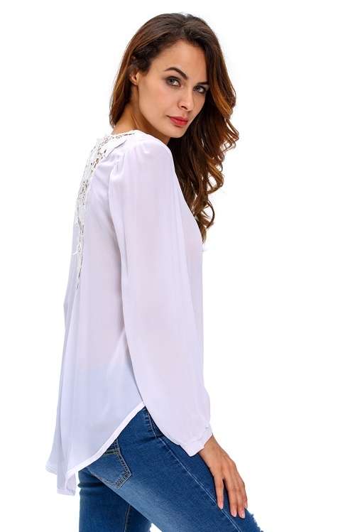 *WILD ROSE* Stylish White Crochet Back Wrap Front Blouse - S/M/L/XL/2XL
