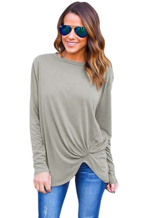 *WILD ROSE* Grey Long Sleeves Drape Top - S/M/L/XL/2XL