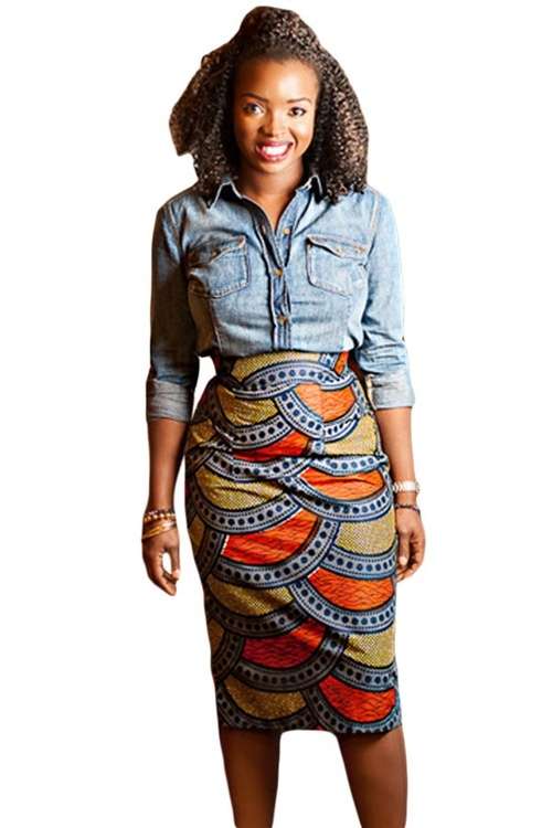 *DIVA RANGE* Stylish African Fashion Print Bodycon Midi Skirt