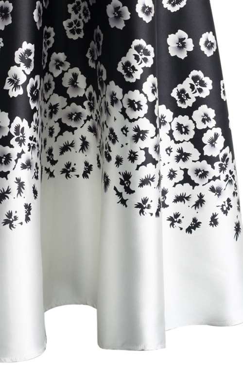*WILD ROSE* Monochrome Floral Print High Waist Maxi Skirt - S/M/L