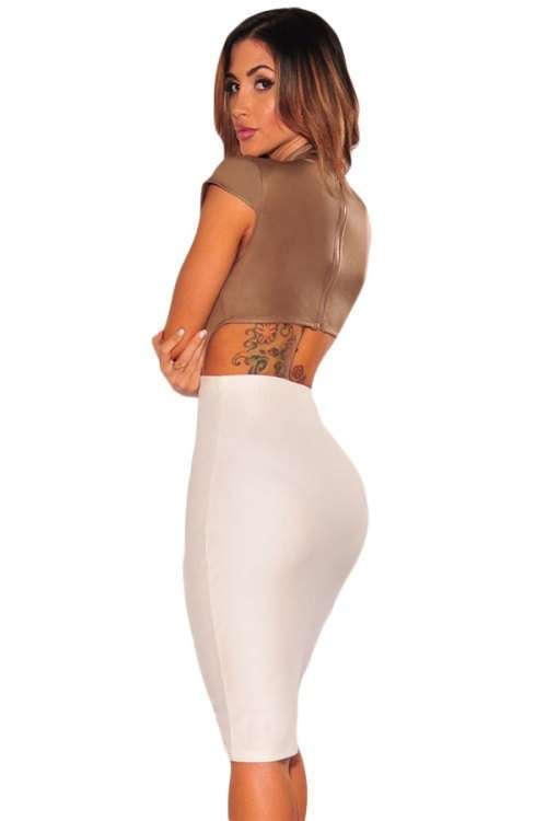 *WILD ROSE* White Gold Chain Slit Skirt - S/M/L