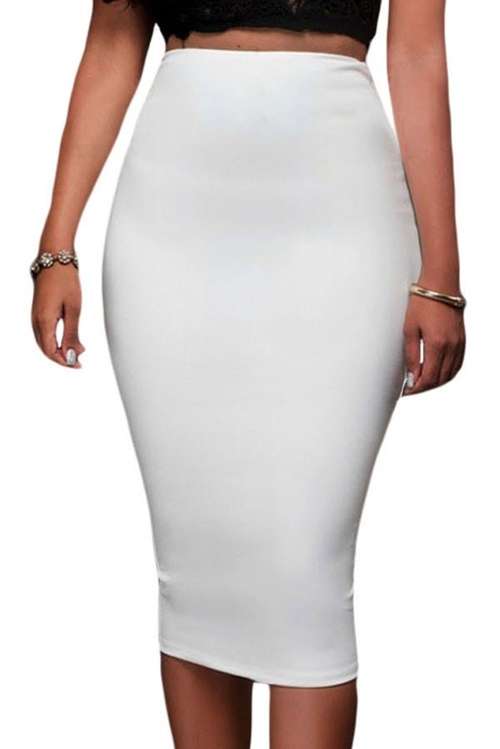 *DIVA RANGE* White Super Sleek Zipped Bodycon Skirt