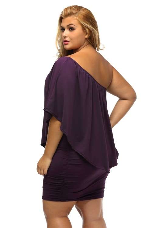 *DIVA RANGE* Plus Size Multiple Dressing Layered Purple Mini Dress