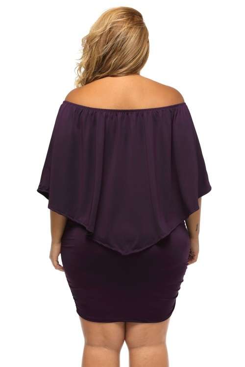 *DIVA RANGE* Plus Size Multiple Dressing Layered Purple Mini Dress
