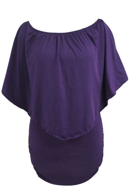 *DIVA RANGE* Plus Size Multiple Dressing Layered Purple Mini Dress