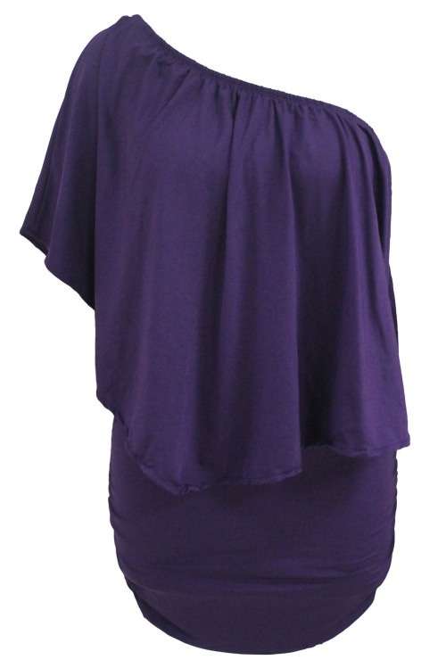 *DIVA RANGE* Plus Size Multiple Dressing Layered Purple Mini Dress