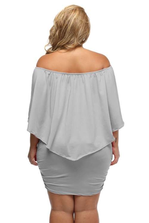 *DIVA RANGE* Plus Size Multiple Dressing Layered Grey Mini Dress