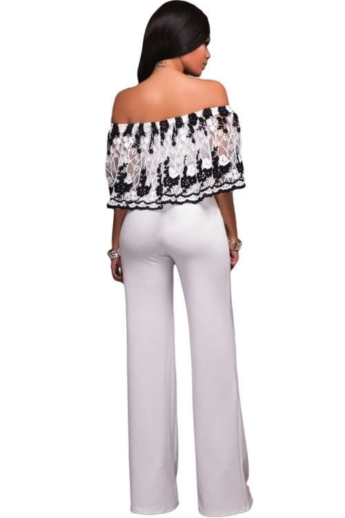 *DIVA RANGE* Black Embroidery Ruffle Overlay Strapless Jumpsuit