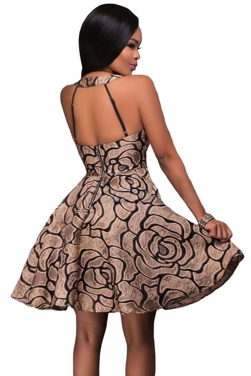 *DIVA RANGE* Khaki Jacquard Skater Party Dress