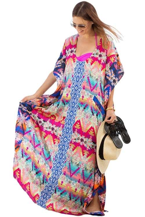 *DIVA RANGE* Multicolour Print Kaftan Maxi Dress