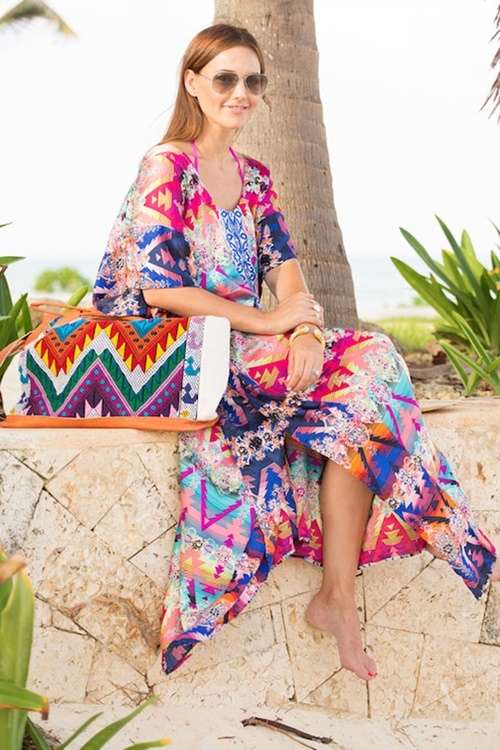 *DIVA RANGE* Multicolour Print Kaftan Maxi Dress