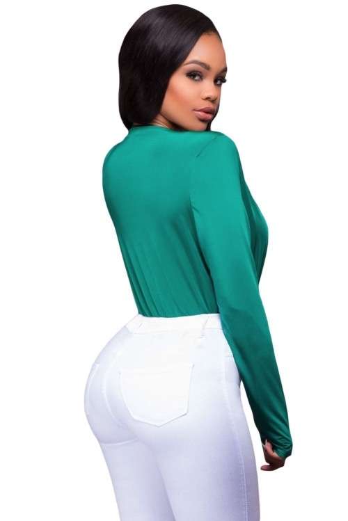 *WILD ROSE*  Sexy Green Long Sleeve Bodysuit - S/M/L