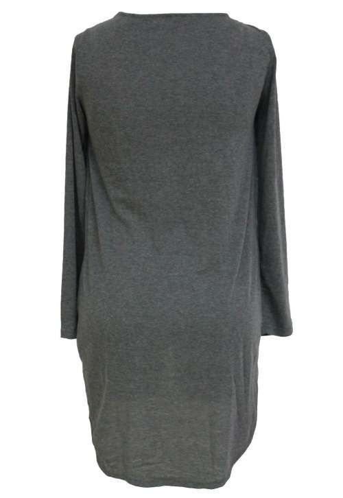 *WILD ROSE* Grey Lace Up Long Sleeve Ruched Pullover Shirt - One Size