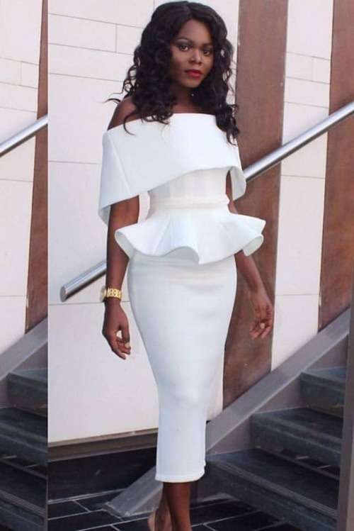 *WILD ROSE* *LOCAL STOCK* White Off Shoulder Bodycon Peplum Dress - M