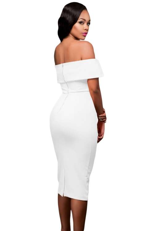 *WILD ROSE* White Off-the-shoulder Midi Dress - S/M/L/XL/XXL