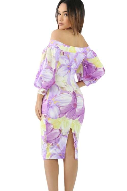 *WILD ROSE* *LOCAL STOCK* AFFORDABLE! Elegant Lilac Floral Off Shoulder Boho Dress - LARGE