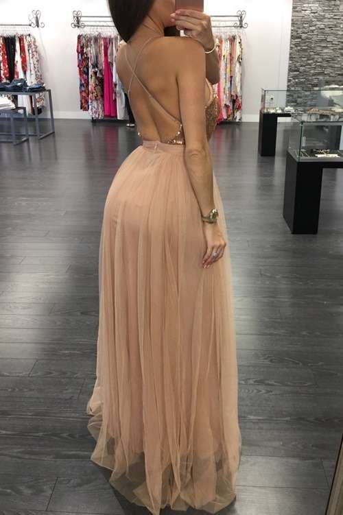 *WILD ROSE* Nude Pink Evening Dress - S/M/L/XL