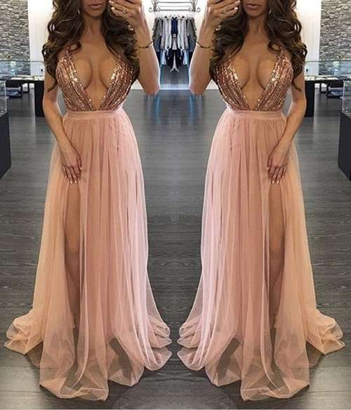 *WILD ROSE* Nude Pink Evening Dress - S/M/L/XL