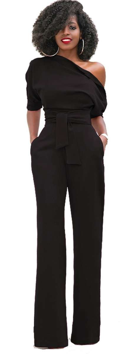 *WILD ROSE* Black One Shoulder Formal Jumpsuit - S/M/L/XL