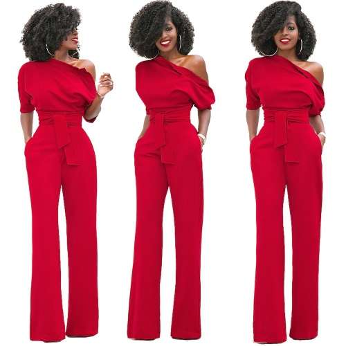 *LOCAL STOCK* Clearance! Red One Shoulder Formal Jumpsuit - SMALL