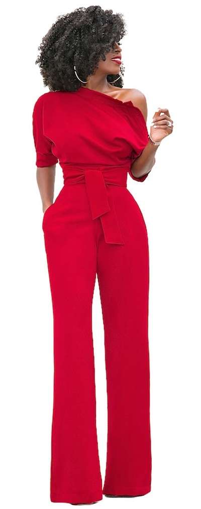 *LOCAL STOCK* Clearance! Red One Shoulder Formal Jumpsuit - SMALL