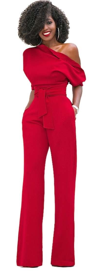 *LOCAL STOCK* Clearance! Red One Shoulder Formal Jumpsuit - SMALL