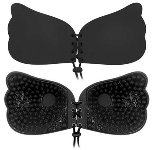 *WILD ROSE* Black or Nude Strapless Backless Self-Adhesive Push Up Silicon Invisible Bra - Cup A/B/C