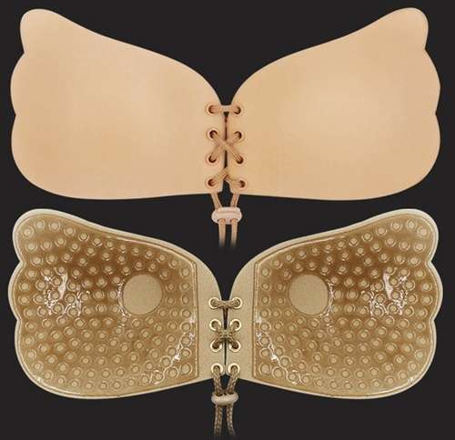 *WILD ROSE* Black or Nude Strapless Backless Self-Adhesive Push Up Silicon Invisible Bra - Cup A/B/C