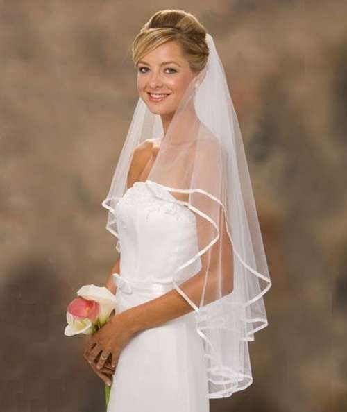 *WILD ROSE* *LOCAL STOCK* White Ribbon Edge Two-Layer Tulle Wedding Bridal Veil