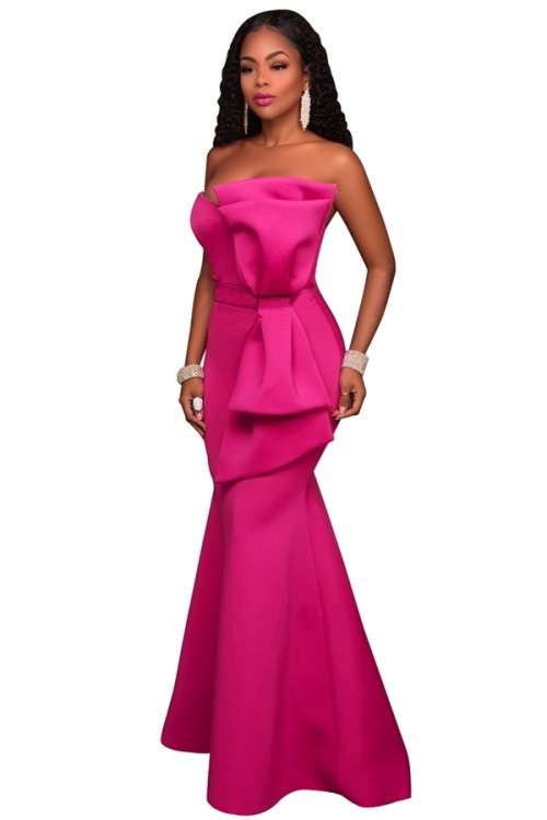 *WILD ROSE* *LOCAL STOCK* Pink Oversized Bow Applique Evening Party Gown - MEDIUM