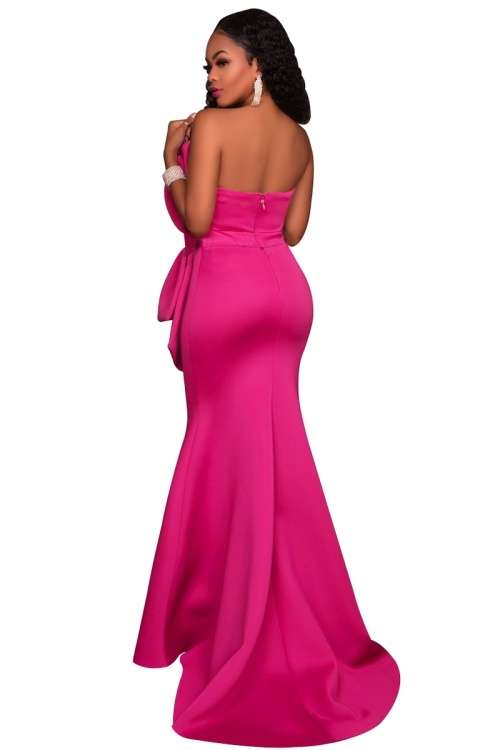 *WILD ROSE* *LOCAL STOCK* Pink Oversized Bow Applique Evening Party Gown - MEDIUM