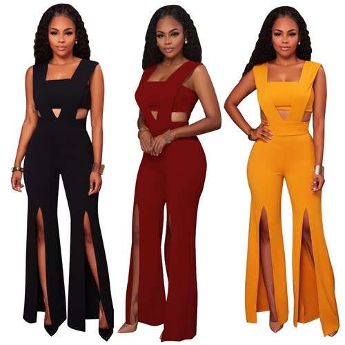 *WILD ROSE* Black High Cut Sexy Jumpsuit - S/M/L/XL/2XL/3XL