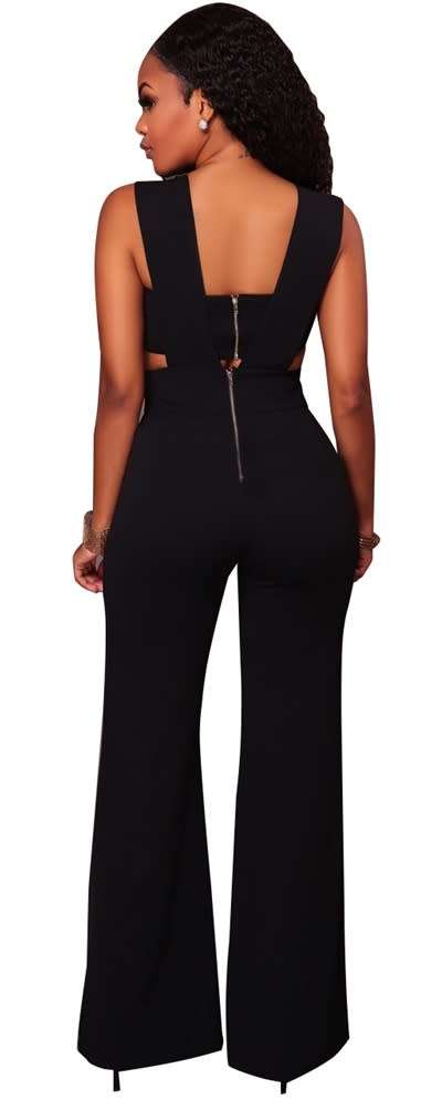 *WILD ROSE* Black High Cut Sexy Jumpsuit - S/M/L/XL/2XL/3XL
