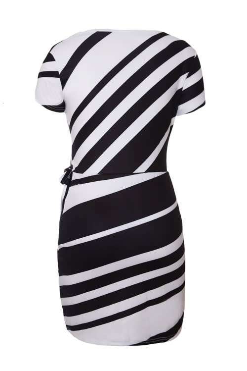 *WILD ROSE* Black White Stripe Knot Sheath Dress - S/M/L/XL