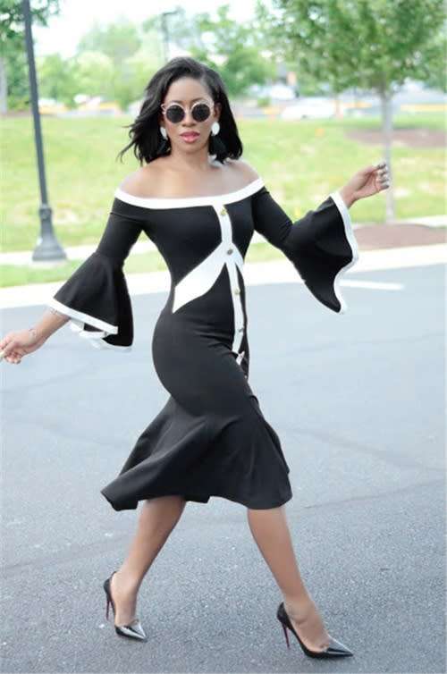 *WILD ROSE* White and Black Off Shoulder Formal Dress - M/L/XL/2XL