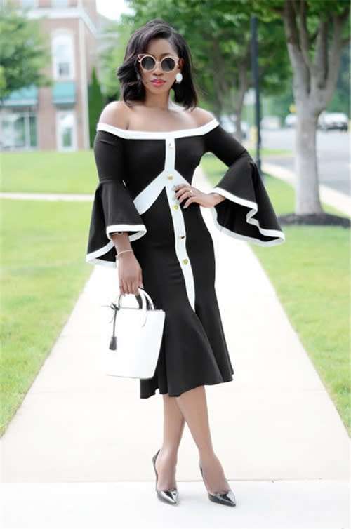 *WILD ROSE* White and Black Off Shoulder Formal Dress - M/L/XL/2XL