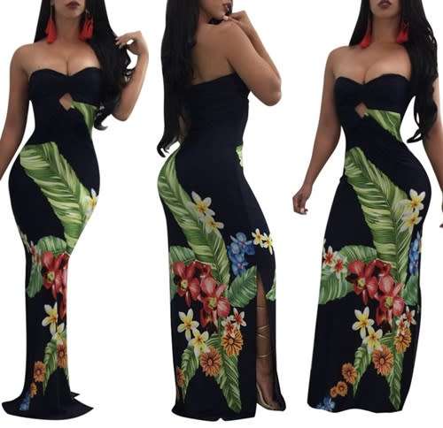*LOCAL STOCK* Clearance! Flower Print Strapless Maxi Dress - MEDIUM