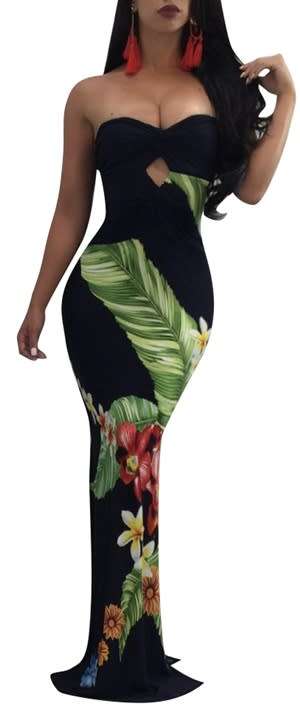 *LOCAL STOCK* Clearance! Flower Print Strapless Maxi Dress - MEDIUM