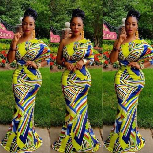 *WILD ROSE* *LOCAL STOCK* Colourful One Shoulder Evening Dress - LARGE