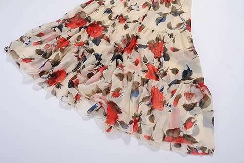 *WILD ROSE* Rose Print Boat Neck Ruffled Sleeve Dress - S/M/L/XL