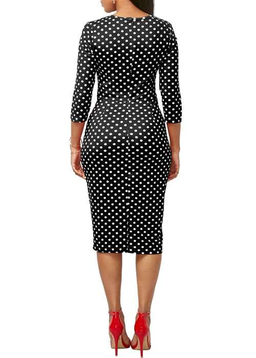 *WILD ROSE* *LOCAL STOCK* Black & White Polka Dot With Ruffle Detail Midi Dress - SMALL
