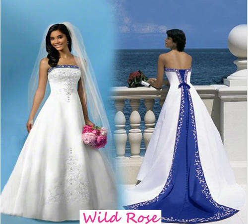QUICK SHIP! BRAND NEW WEDDING DRESS - BLUE & WHITE - Set Sizes - FREE SHIPPING!