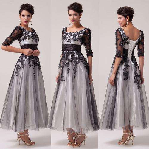 *INSTYLE COLLECTION* BLACK & WHITE* Wedding/Party Dress With Sleeves  - SET SIZES - FREE SHIPPING!