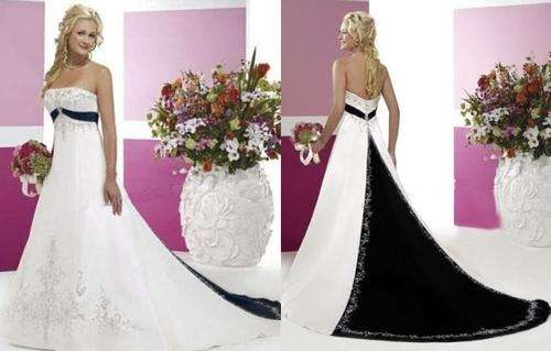 BRAND NEW WEDDING DRESS - BLACK & WHITE/DIAMANTE DETAIL - Set Sizes - FREE SHIPPING!